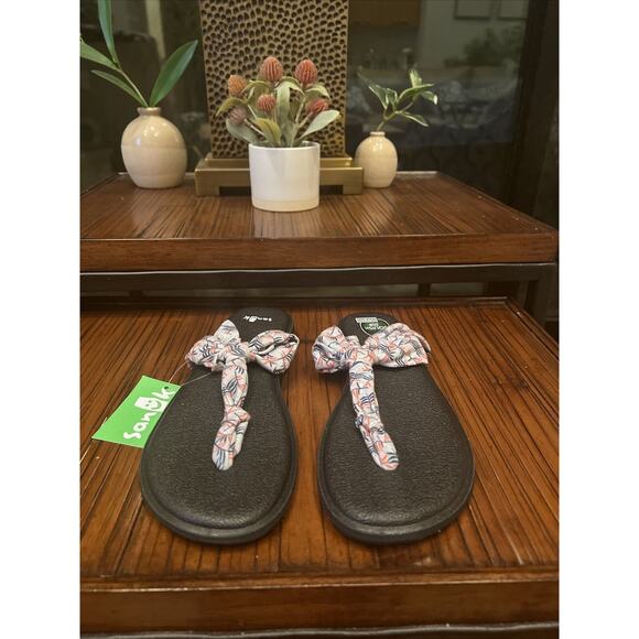 Sanuk Sz 6 Yoga Sling Ella Gray Paradise Palms Womens Yoga Mat Sole Sandal New - Picture 4 of 9